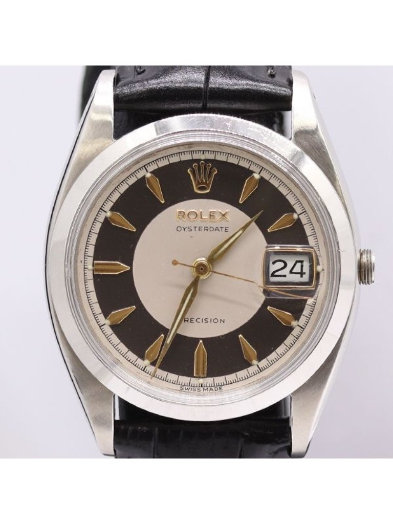Rolex Oyster Date Precision Automatic White Black Dial Watch